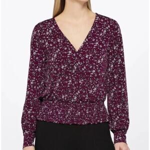 NWT KAILEIGH Chesapeake Smocked Knit Top Purple Large